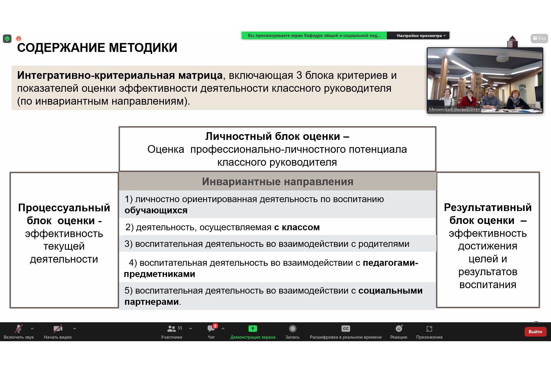 Методику оценки эффективности деятельности классного руководителя обсудили в Мининском университете